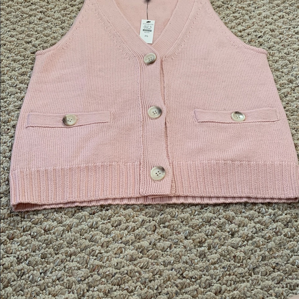 Talbots Light Pink Button-Up Sweater Vest - Picture 5 of 8